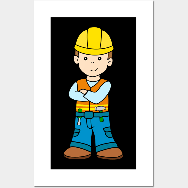 Construction Worker Boy Wall Art by samshirts